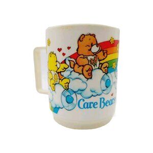 Care Bears Plastic Coffee Tea Mug Cup By Deka 1980s Read 3 1/2"